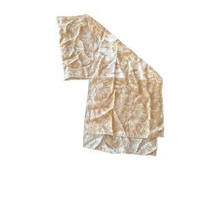 Anne Klein Tan Floral Scarf With Subtle Textured Pattern Silk